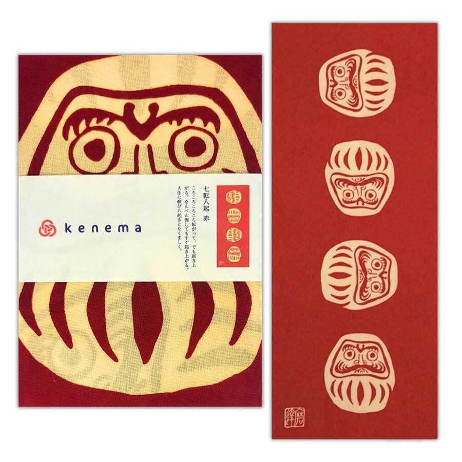 Japanese Cotton Tenugui Headband Hand Towel Bento Cloth Red Daruma