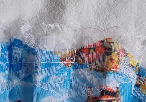 VENEZIA Italien faltbarer Handfächer Goldrand & Spitzenstoff mit Szenen von Venedig - Bild 3 von 11