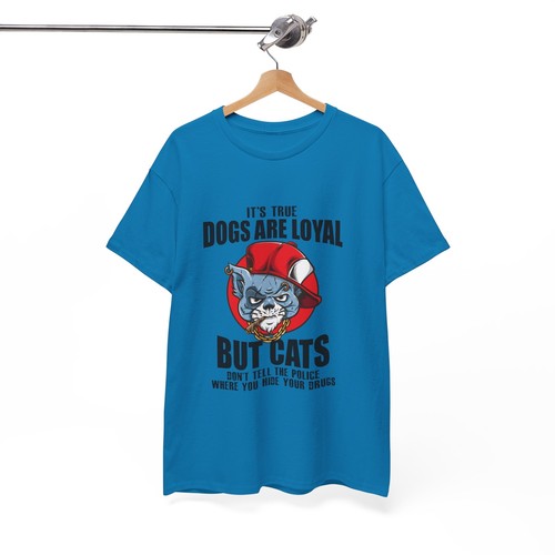 T-shirt maglietta unisex Cat Lover cotone pesante 'Non dirò alla polizia' - Foto 93 di 118
