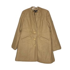 Ellos Camel Beige Wool Blend Thigh Length Coat 10