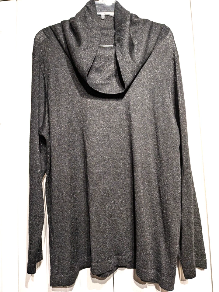 Coldwater Creek Womens Sz: 3X (24) Metallic Knit Cowl Neck Top Lightweight Sheer - Image 4 of 4
