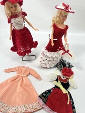 Vintage Barbie Size Doll Hand Knitted Or Crochet Dress Lot Handmade No Dolls