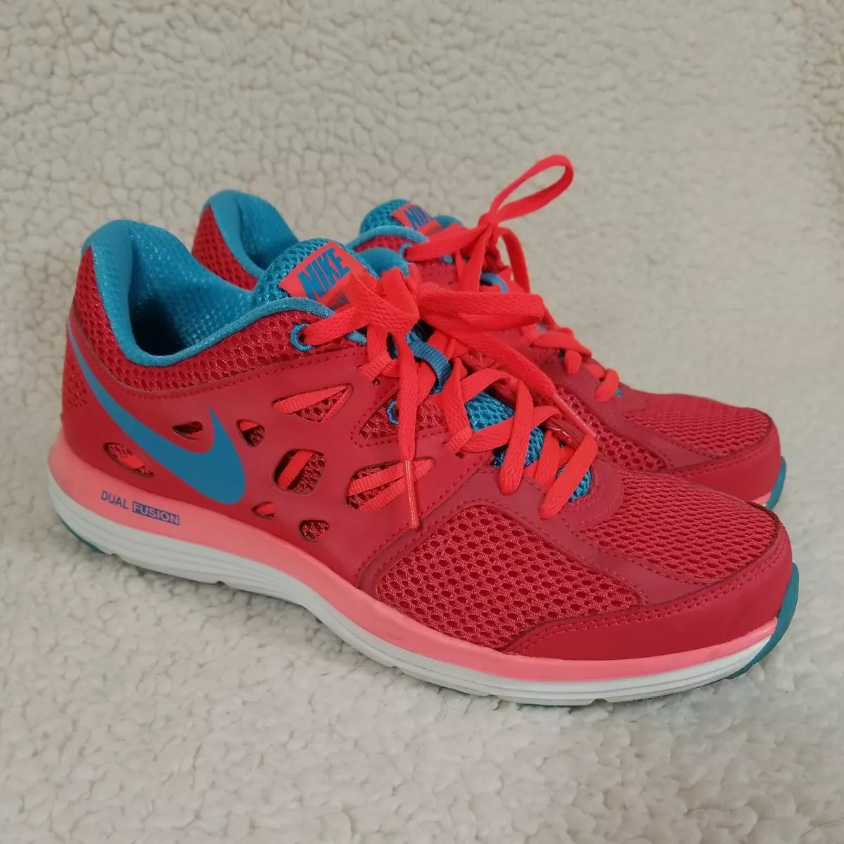 Nike Dual Fusion Lite Women s Walking Running Sneakers Red Orange