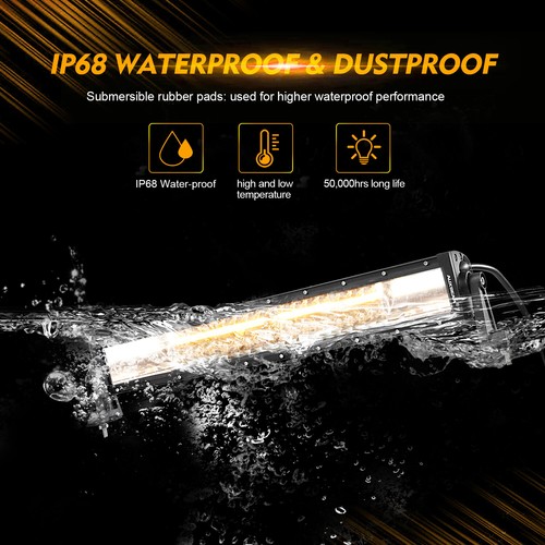 AUXBEAM 22" LED Light Bar + 4" LED Pods 6 Modes Amber White Waterproof ATV UTV - Picture 5 of 12