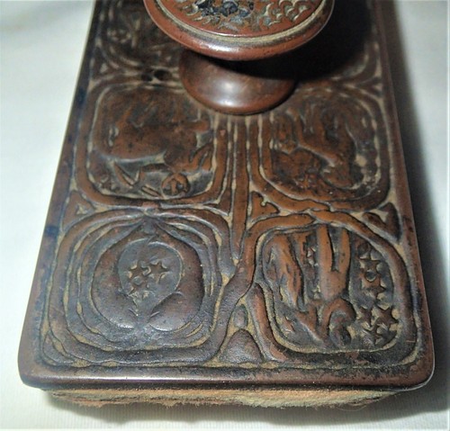 ANTIQUE TIFFANY STUDIOS NEW YORK U.S.A. DARK BRONZE ZODIAC INK PEN BLOTTER #990 - Picture 6 of 13