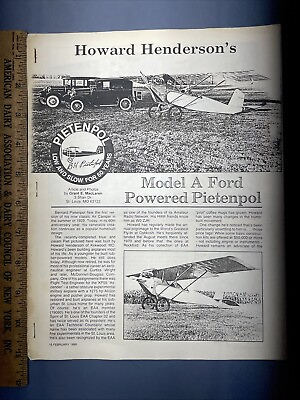 #ad #ad Vintage 1989 article Model A Ford Powered Pietenpol Airplane 3 Pages $7.50