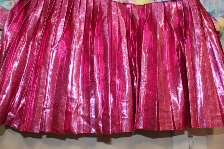 NEW Kate Mack Biscotti Size 5 Shiny Pink Pleat Skirt Tie dye Sweat shirt Dress - Image 3 of 4