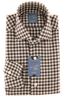 Barba Napoli Brown Check Shirt - Extra Slim - (BN6474102X)