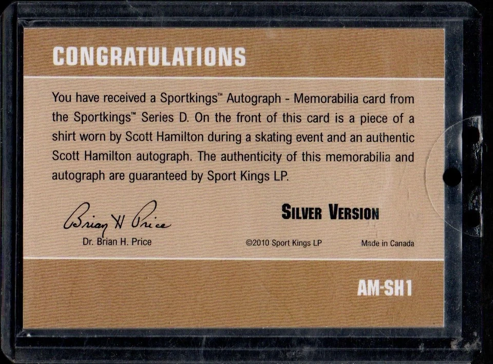 2011年体育国王银斯科特·汉密尔顿花样滑冰美国名人堂亲笔签名遗物 — 第 2/2 张图片