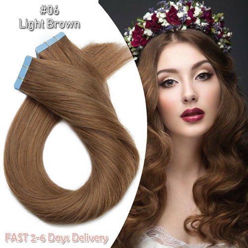 Premium Tape Ins Skin Wefts Seamless Real Remy Russian Human Hair Full Head 40pc - Picture 38 of 88