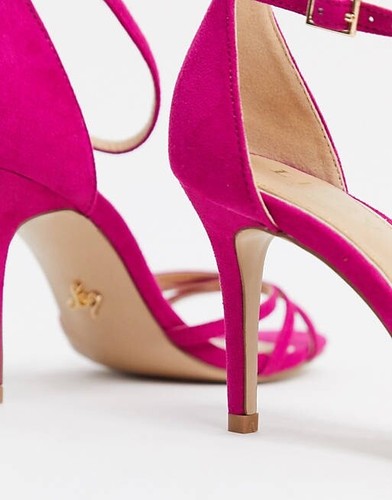 Pink Heeled Sandal Shoe Open Toe Size 