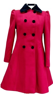 Women's Double Breasted Coat Wool Touch Fit And Flare Ladies Winter Coat 