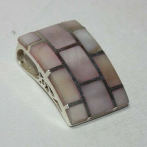 Designer Sterling Silver Mother of Pearl Inlay Pe… - image 1