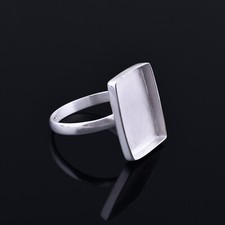 925 Sterling Silver Rectangle Blank Bezel Cup Stone Setting Ring