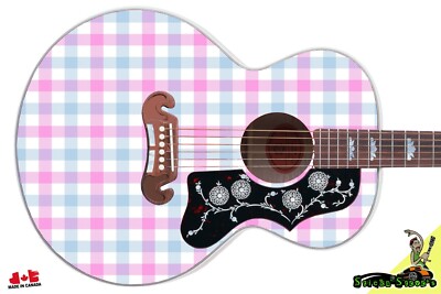Jumbo Acoustic Guitar Skin 5 Star Customization Body Reface Plaid T-shirt 103