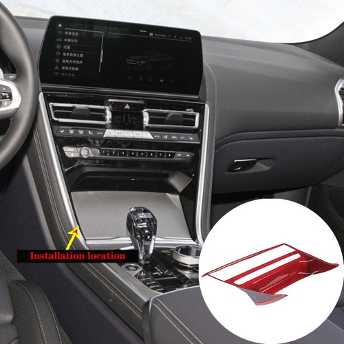 Red Carbon Fiber Central Control CD Panel Cover Trim For BMW 8 Series 2019-2022 - Picture 4 of 8