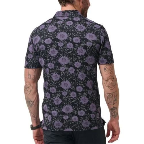 Travis Mathew Mens Not Happening Floral Print Golf Polo Shirt Black Medium - Picture 3 of 5