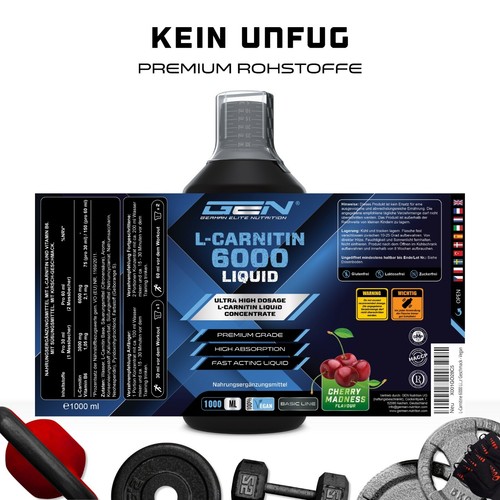 L-Carnitine 6000 Liquid - 1000 ml - Hochdosiert mit 6000mg / Tag - Vegan Kirsche - Bild 4 von 8