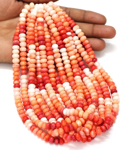 Beautiful Fire red shaded Opal Smooth rondelle shape Beads, 7-10 mm Red color - Picture 16 of 16