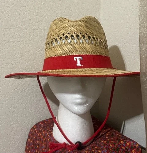TEXAS RANGERS BASEBALL STRAW BRIM RED SHADE HAT MLB WITH