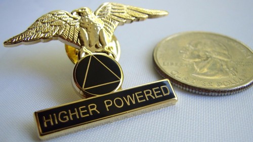 Alcoholics Anonymous Eagle Gold Plate AA Lapel Hat Vest Pin HIGHER POWER - Picture 6 of 9