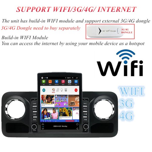 9.7" Android 11 Stereo Radio Unit GPS Nav Player For 2018-2022 Mercedes Sprinter - Foto 9 di 24