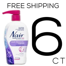 6 Nair Hair Remover Cream Shower Power Max Leg Body Lavender Vitamin E Lot WOW!