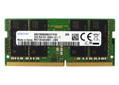 Samsung 1x32GB PC4-25600 DDR4 3200 MHz SODIMM Laptop Memory RAM M471A4G43AB1-CWE
