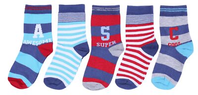 5 x blau-rote Socken