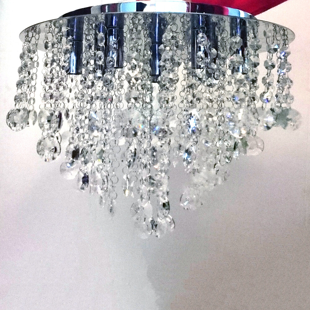 Litecraft Ceiling Light Crystal Effect Flush Mounted - Polished Chrome Clearance