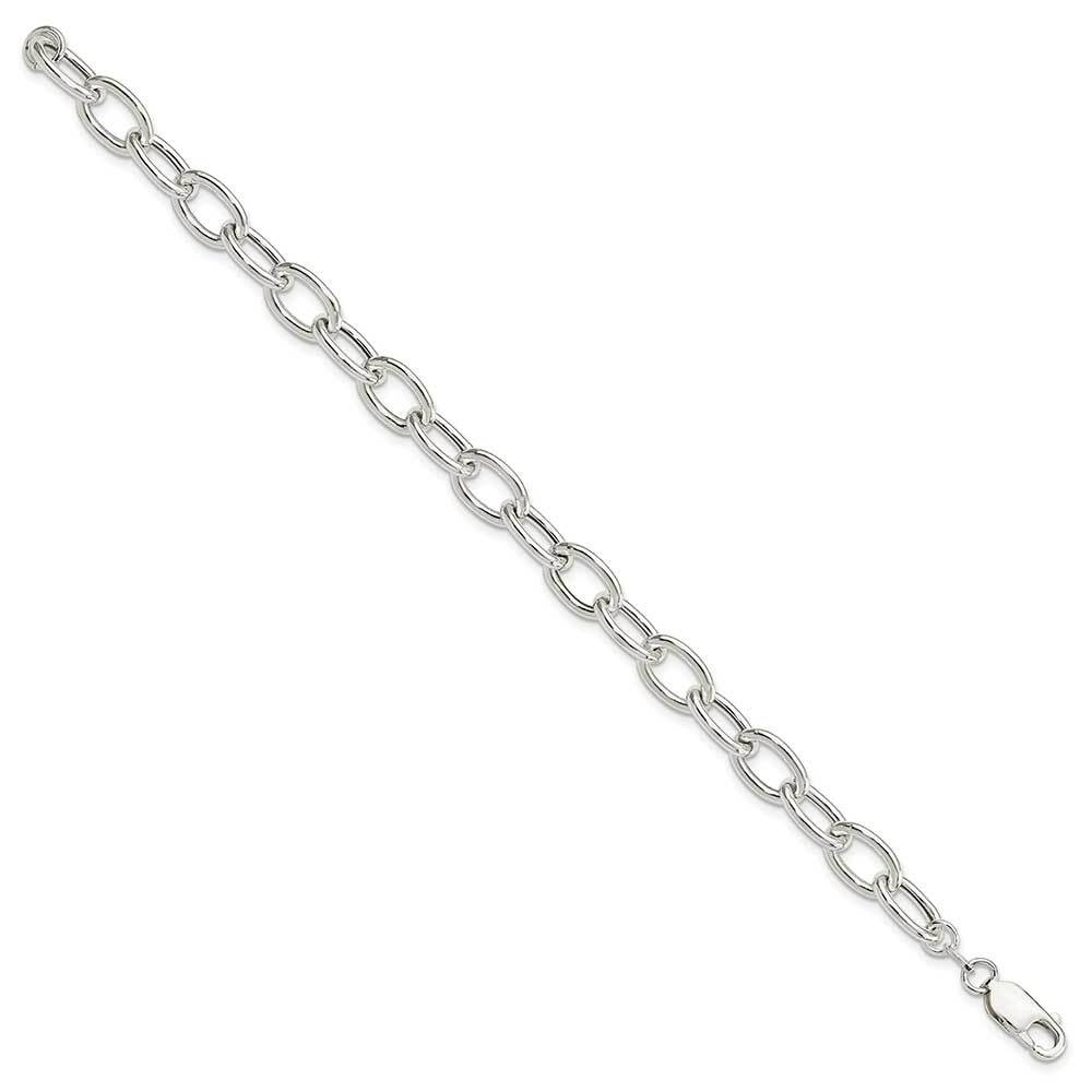 Sterling Silver Open Link Cable 8.50mm Bracelet 7.5