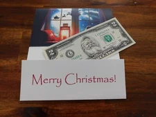 SANTA DOLLAR $2 WITH CARD & ENVELOPE INCLUDES A LETTER TO SANTA RED/WT CARD NEW.