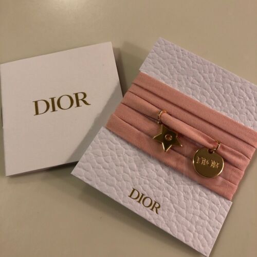 Dior Pink Bracelet Choker Gold Charm Ribbon String Novelty Giveaway F/S - Picture 1 of 24