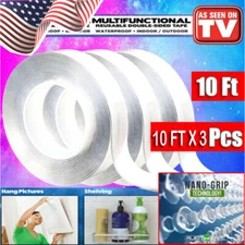 10ft X 3 Pack Nano Magical Tape Double Sided Traceless Washable Adhesive Gel