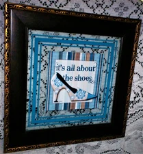 IT'S ALL ABOUT THE SHOES DESIGNER STILETTO WALL ART PRIINT FRAMED UNDER GLASS 