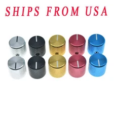 2x Metal 18mm Flat-Top Guitar Bass Knobs 1/4" Pot Control Knobs for Tele/P Bass