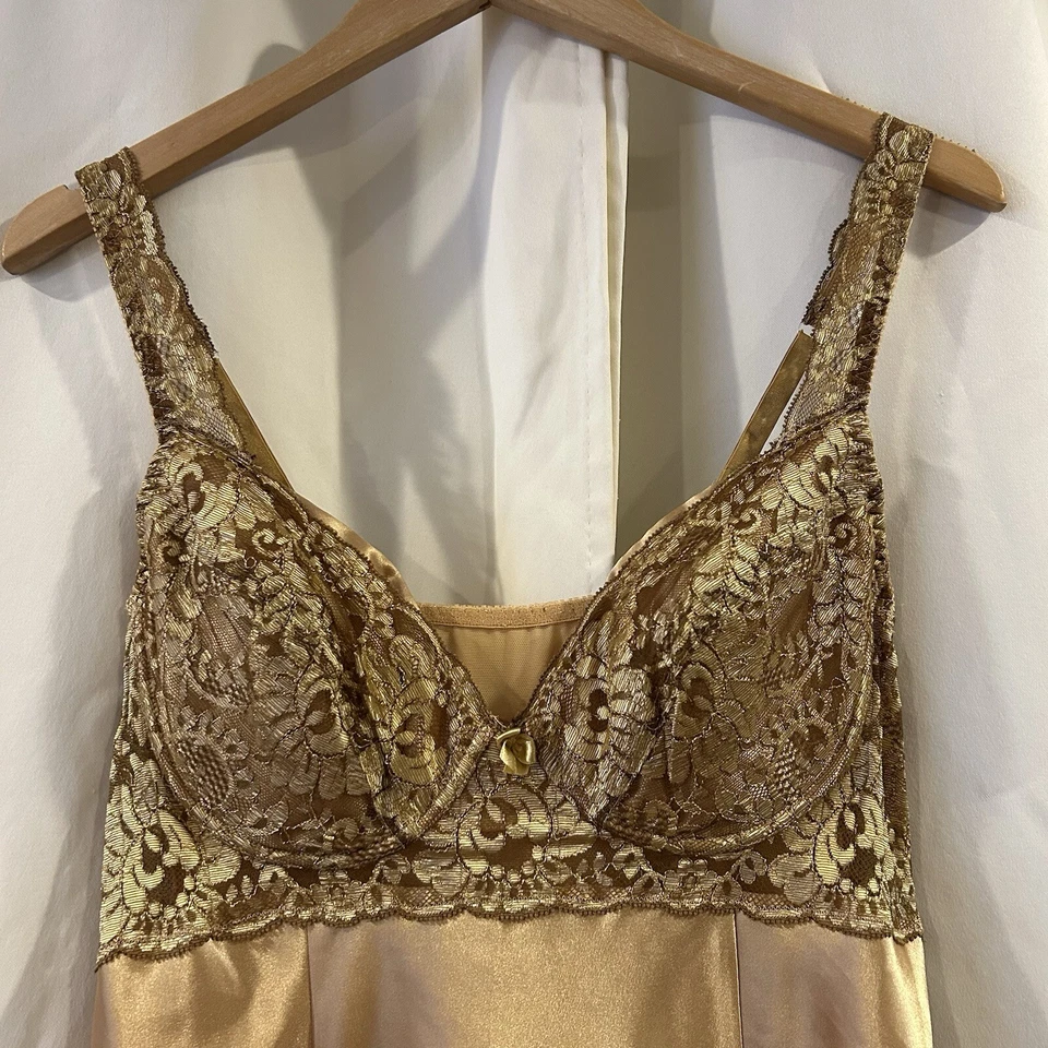 ВИНТАЖНЫЙ 1998 VICTORIA SECRET SLIP БЮСТЬЕ золото платье размер большой - Изображение 3 из 4