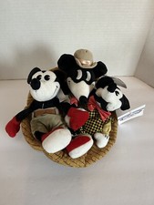 NWT Disney Store Bean Bag Plush Mickey Mouse Classic Comic in Hat 4 pc Set