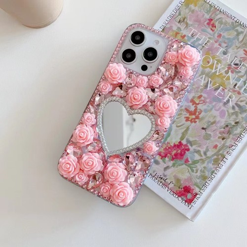 For Xiaomi Redmi Diamonds Makeup Mirror Flower Case Glitter Phone Cover Hot Girl - Picture 7 of 11
