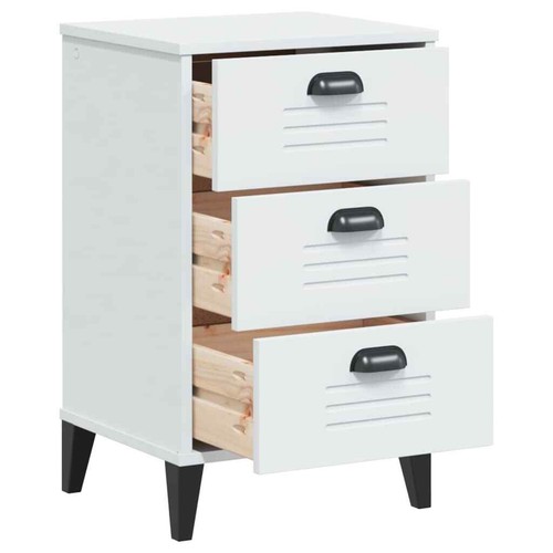 Bedside Cabinet VIKEN White Solid Wood Pine P5S4 - Picture 5 of 11