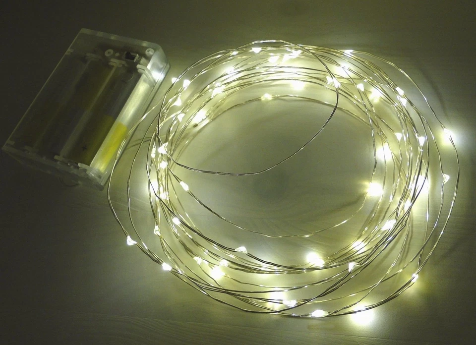 LED Micro Draht Lichterkette Batterie Timer warmweiß Drahtlichterkette Wasser  - Bild 1 von 2