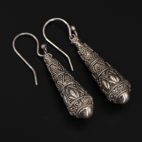 VTG Sterling Silver - BALI Braided teardrop Dangle Earrings - 4g