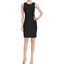 Calvin Klein Black Perforated Sheath Dress Minimalist Classic Elegant 6 cocktail