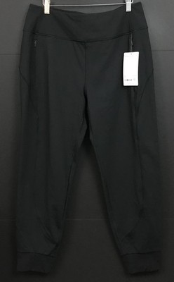 NWT Athleta Women's Rainier Jogger Pants Black Zip-Pockets Size L