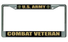 U.s. Army Combat Veteran Chrome License Plate Frame