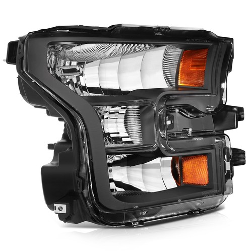 For 2017 2016 2015 Ford F-150 Black Housing Headlights Assembly Left+Right - Picture 3 of 9