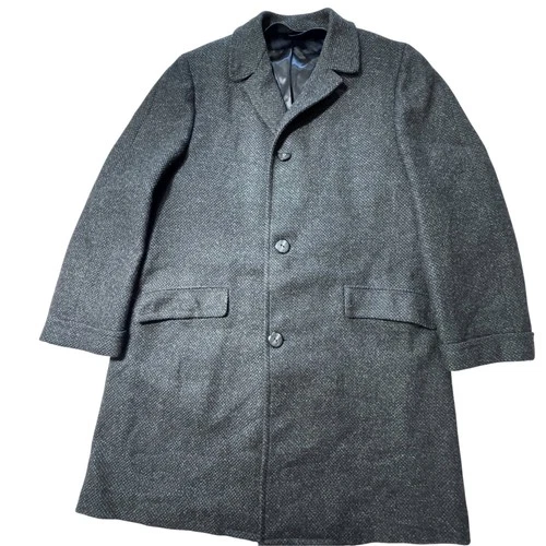 Philcraft Scotch Allure Overcoat Mens XL Grey Wool Tweed Vintage 60s 70s Coat - product listing photo