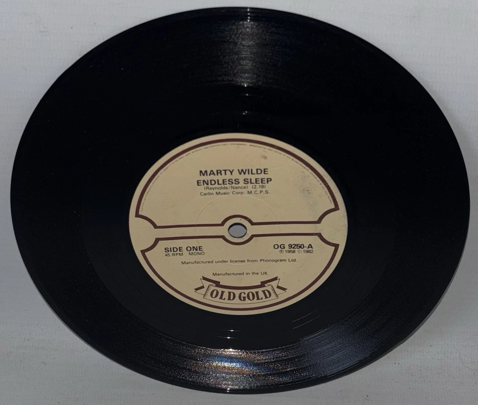 Marty Wilde - Endless Sleep - 1982 Vinyl 7" Single - Old Gold OG 9250 - Image 2 of 3
