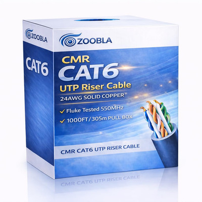 | Cat6 Riser Ethernet Cable 1000Ft (305M)   24AWG Solid Copper UTP CMR Rated, 55