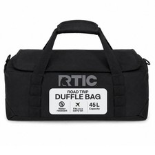 RTIC Road Trip Duffle Bag, Medium, Water Resistant, Durable Fabric, Black